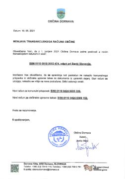 Menjava transakcijskega računa občine